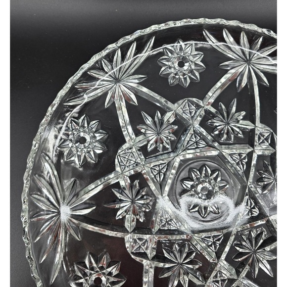 Vtg Anchor Hocking 13.5" Glass Serving Platter Star of David Round Plate Large - Picture 3 of 5